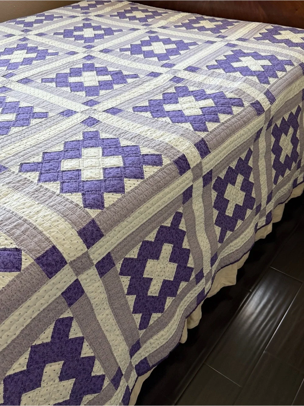 Hand Pieced Hand Quilted Amish Style King Quilt 102x88